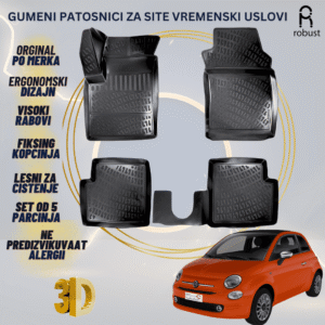 www.samad.mk-3D gumeni patosnici za Fiat 500 Cabrio 2007- Patosnici Robust za site vremenski uslovi