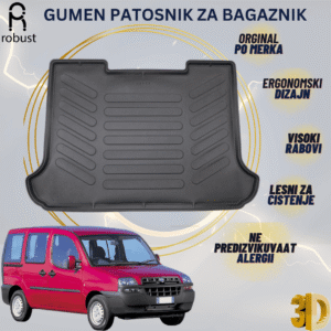 Fiat Doblo 2001-2009 www.samad.mk-3D gumen patosnik za bagaznik za Korito za gepek Robust za site vremenski uslovi