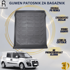 Fiat Doblo 2010-2022 www.samad.mk-3D gumen patosnik za bagaznik za Korito za gepek Robust za site vremenski uslovi