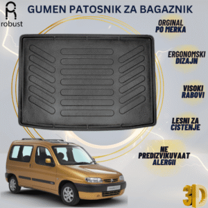 www.samad.mk-3D gumen patosnik za bagaznik za Citroen Berlingo 1996-2002 Korito za gepek Robust za site vremenski uslovi