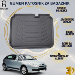 www.samad.mk-3D gumen patosnik za bagaznik za Citroen C4 2004-2010 Korito za gepek Robust za site vremenski uslovi