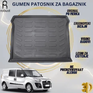 www.samad.mk-3D gumen patosnik za bagaznik za Fiat Doblo 2010-2022 - Korito za gepek Robust za site vremenski uslovi