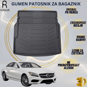 www.samad.mk-3D gumen patosnik za bagaznik za Mercedes CLS C218 2010-2018 Korito za gepek Robust za site vremenski uslovi
