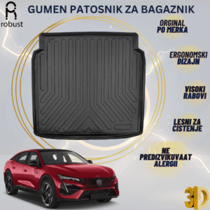 www.samad.mk-3D gumen patosnik za bagaznik za Peugeot 408 2023 Korito za gepek Robust za site vremenski uslovi