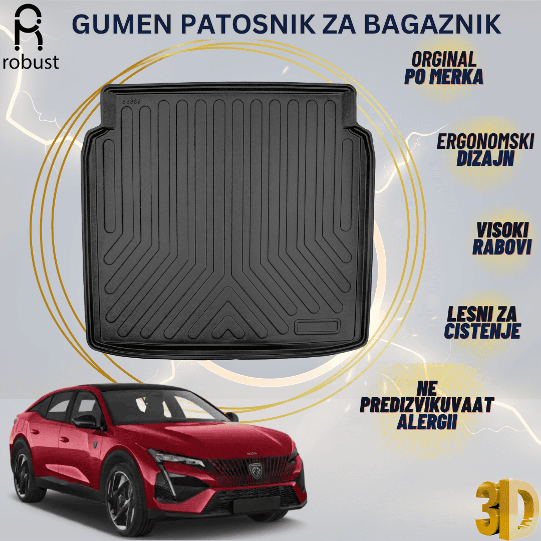 www.samad.mk-3D gumen patosnik za bagaznik za Peugeot 408 2023 Korito za gepek Robust za site vremenski uslovi
