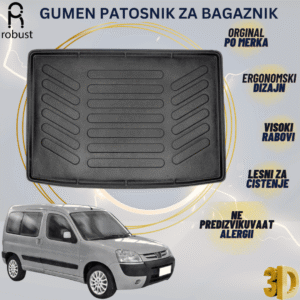www.samad.mk-3D gumen patosnik za bagaznik za Peugeot Partner 2002-2007 Korito za gepek Robust za site vremenski uslovi