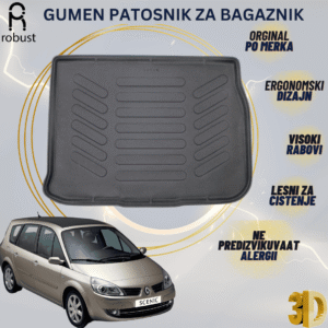 www.samad.mk-3D gumen patosnik za bagaznik za Renault Scenic 2 2003-2009 Korito za gepek Robust za site vremenski uslovi