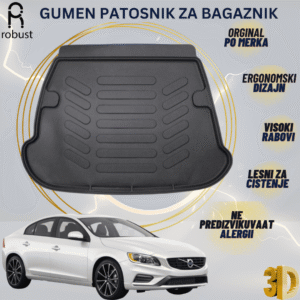 www.samad.mk-3D gumen patosnik za bagaznik za Volvo S60 MK2 2010-2018 Korito za gepek Robust za site vremenski uslovi