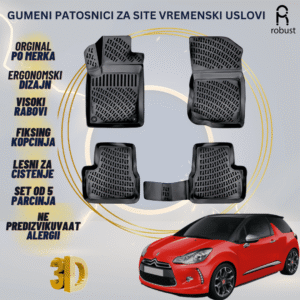 www.samad.mk-3D gumeni patosnici za Citroen DS3 2010-2019 Patosnici Robust za site vremenski uslovi