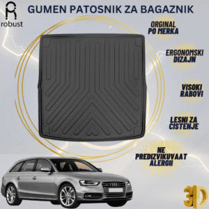 www.samad.mk-3D gumen patosnik za bagaznik za Audi A4 B8 2008-2016 avant Korito za gepek Robust za site vremenski uslovi