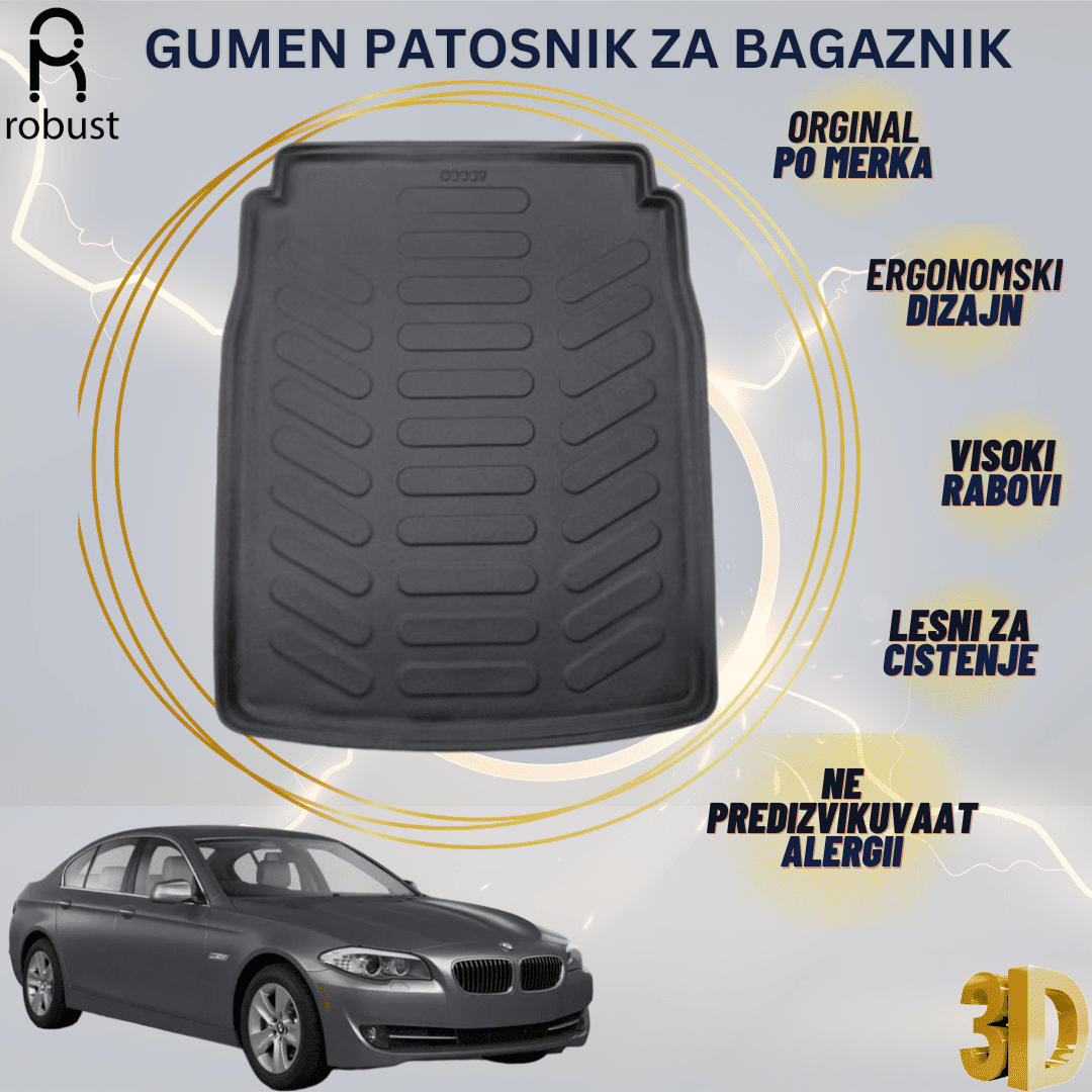 www.samad.mk-3D gumen patosnik za bagaznik za Bmw 5 Series F10 2010-2016 Korito za gepek Robust za site vremenski uslovi