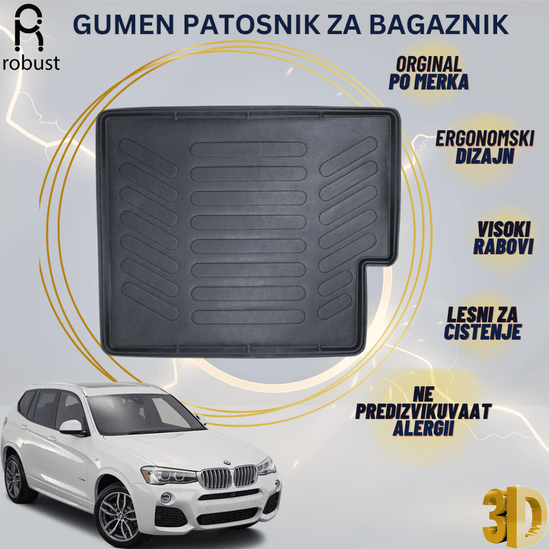 www.samad.mk-3D gumen patosnik za bagaznik za Bmw X3 F25 2011-2017 Korito za gepek Robust za site vremenski uslovi