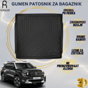 www.samad.mk-3D gumen patosnik za bagaznik za Citroen C3 Aircross MHEV middle 2024 Korito za gepek Robust za site vremenski uslovi