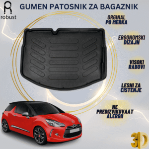 www.samad.mk-3D gumen patosnik za bagaznik za Citroen DS3 мала резервна гума 2009-2016 Korito za gepek Robust za site vremenski uslovi