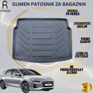 www.samad.mk-3D gumen patosnik za bagaznik za Hyundai i30 MK3 upper 2017 Korito za gepek Robust za site vremenski uslovi