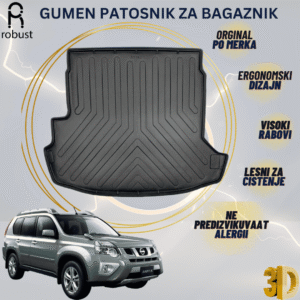 www.samad.mk-3D gumen patosnik za bagaznik za Nissan Xtrail (T31) MK2 upper 2007-2013 Korito za gepek Robust za site vremenski uslovi