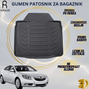 www.samad.mk-3D gumen patosnik za bagaznik za Opel Insignia Sedan MK1 2008 -2013 Korito za gepek Robust za site vremenski uslovi