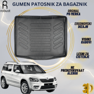 www.samad.mk-3D gumen patosnik za bagaznik za Skoda Yeti 2009-2017 Korito za gepek Robust za site vremenski uslovi