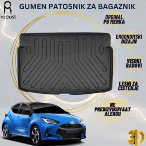 www.samad.mk-3D gumen patosnik za bagaznik za Toyota Yaris MK4 горно ниво 2020 Korito za gepek Robust za site vremenski uslovi