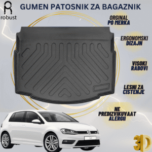 www.samad.mk-3D gumen patosnik za bagaznik za Volkswagen Golf 7 долно ниво 2012-2019 Korito za gepek Robust za site vremenski uslovi