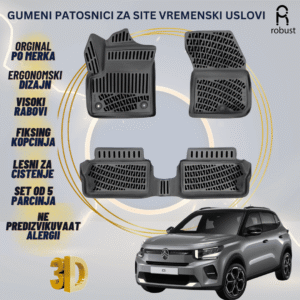 www.samad.mk-3D gumeni patosnici za Citroen C3 electric 2024 Patosnici Robust za site vremenski uslovi