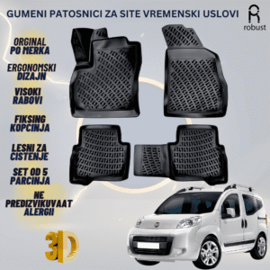 www.samad.mk-3D gumeni patosnici za Fiat Fiorino 2008-2019 Patosnici Robust za site vremenski uslovi