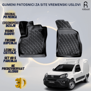 www.samad.mk-3D gumeni patosnici za Fiat Fiorino Van 2023 Patosnici Robust za site vremenski uslovi
