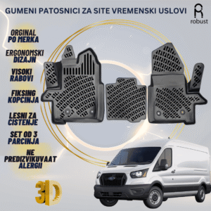 www.samad.mk-3D gumeni patosnici za Ford Transit VAN 2020 Patosnici Robust za site vremenski uslovi
