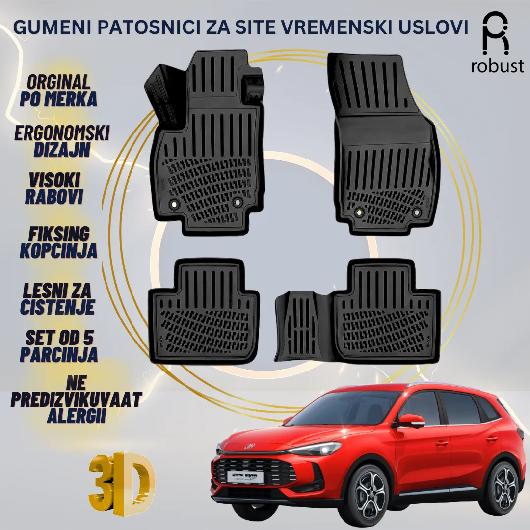 www.samad.mk-3D gumeni patosnici za MG ZS Petrol 2024 Patosnici Robust za site vremenski uslovi