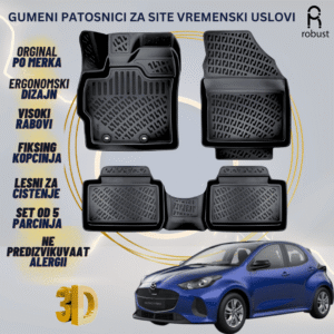 www.samad.mk-3D gumeni patosnici za Mazda 2 Hybrid XP210 2022- Patosnici Robust za site vremenski uslovi