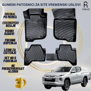 www.samad.mk-3D gumeni patosnici za Mitsubishi L200 2019-2022 KJ-KK-KL Patosnici Robust za site vremenski uslovi