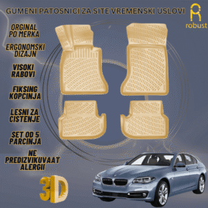 www.samad.mk-3D krem gumeni patosnici za Bmw 5 Series F10-F11 2013-2017 facelift Patosnici Robust za site vremenski uslovi