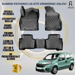 www.samad.mk-3D gumeni patosnici za Fiat Qubo 2007-2020 Patosnici Robust za site vremenski uslovi