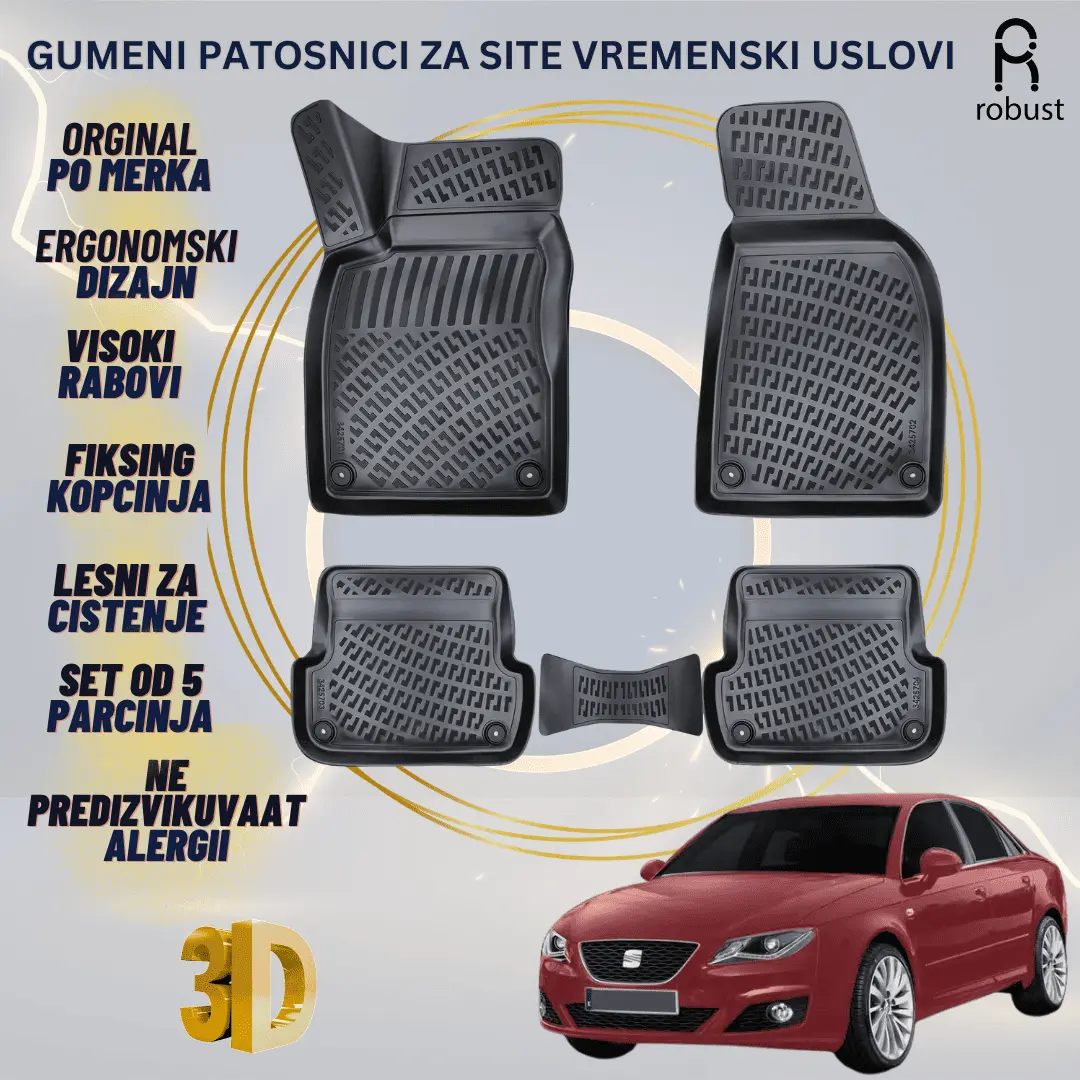 www.samad.mk-3D gumeni patosnici za Seat Exeo 2008-2013 Patosnici Robust za site vremenski uslovi