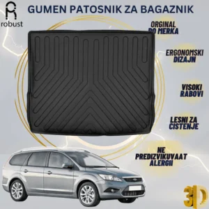 www.samad.mk-3D gumen patosnik za bagaznik za Ford Focus 2005-2011 MK2 karavan Korito za gepek Robust za site vremenski uslovi