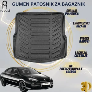 www.samad.mk-3D gumen patosnik za bagaznik za Renault Laguna 3 2007-2015 Korito za gepek Robust za site vremenski uslovi