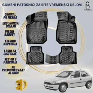 ROBUST 3D Gumeni patosnici korito Opel Corsa B 1993-2000
