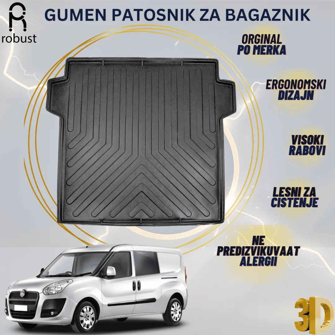 www.samad.mk-3D gumen patosnik za bagaznik za Fiat Doblo Maxi 2010-2022 - Korito za gepek Robust za site vremenski uslovi