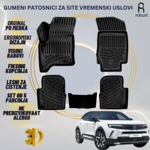 www.samad.mk-3D gumeni patosnici za Opel Mokka Hybrid 2025 Patosnici Robust za site vremenski uslovi