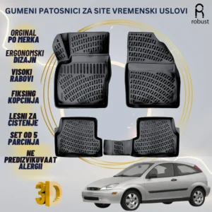 www.samad.mk-3D gumeni patosnici za ord Focus MK1 1998-2004 Patosnici Robust za site vremenski uslovi